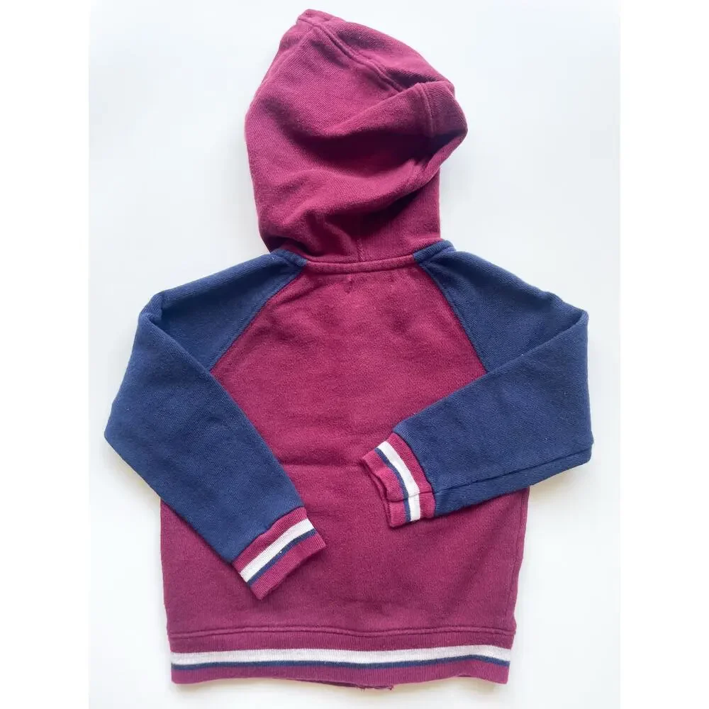 Toddler Boy's Ralph Lauren Maroon and Navy Zip Up Hooded Sweatshirt Size 24 Mo.